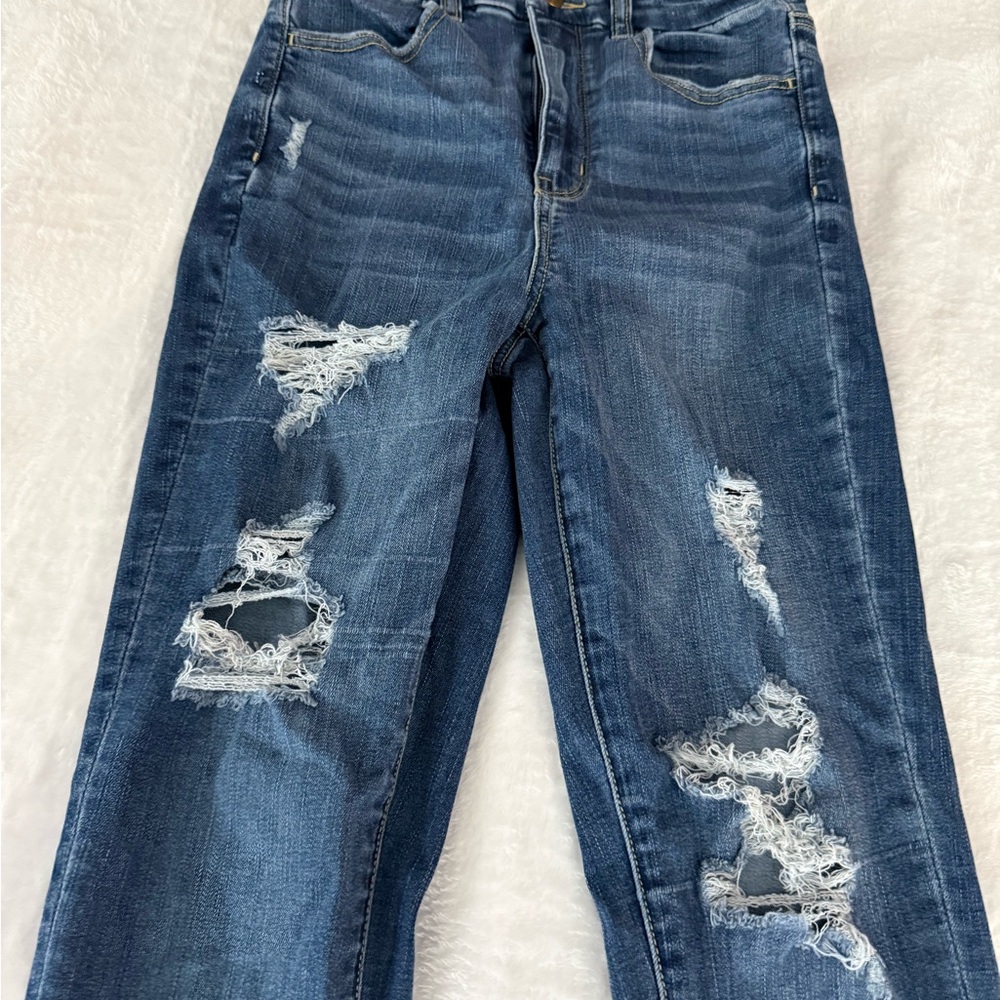 American Eagle Curvy Super Hi-Rise Distressed Jeggings Jeans 6 6R - Picture 2 of 10
